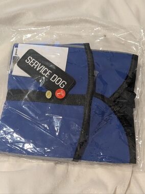 Blue Service Dog Vest with Black Trim Sz L